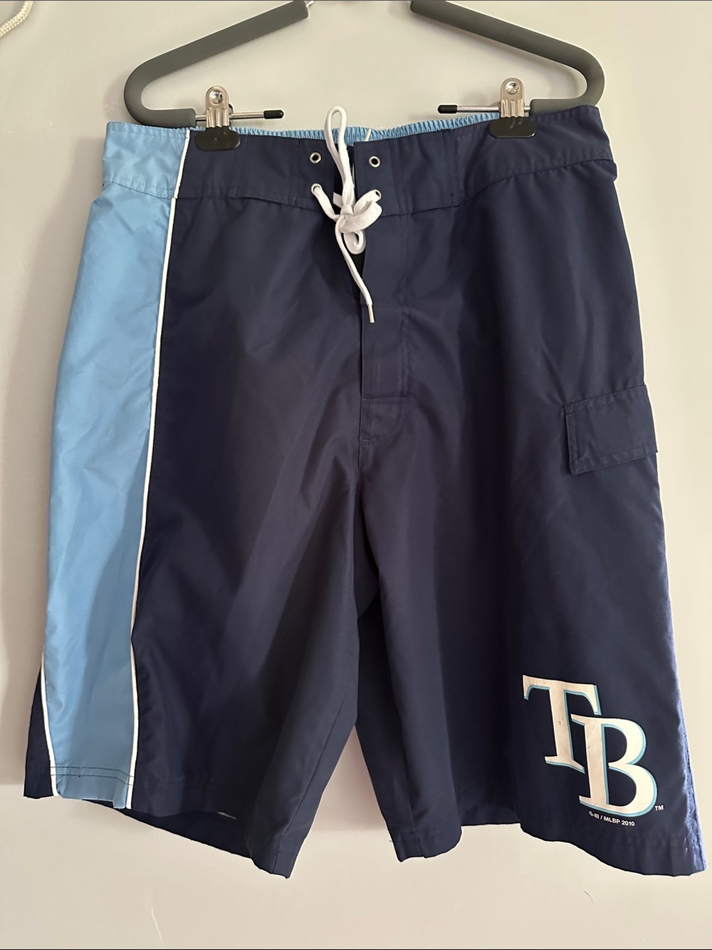 Men's Navy & Light Blue Tampa Bay Logo Swim Board Shorts size L
